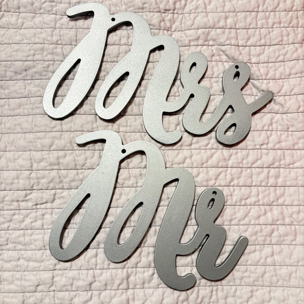 Mr and Mrs Wedding signage, Silver